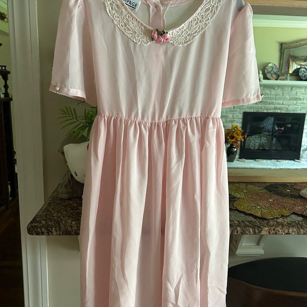 Rampage Pink Girls Dress with Lace Trim